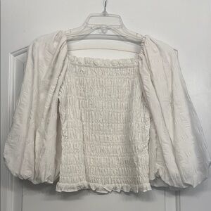 Maeve Cream Puff Sleeve Smocked Blouse
